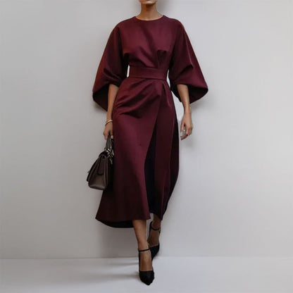 Sonya - Elegant Batwing Sleeve Maxi Dress Belted Waist