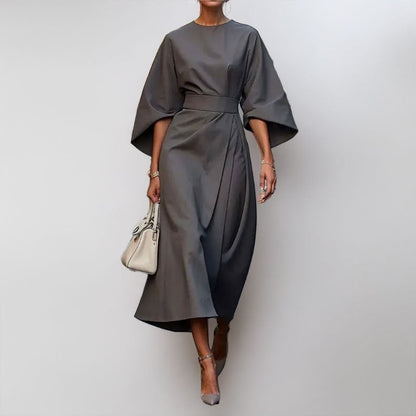 Sonya - Elegant Batwing Sleeve Maxi Dress Belted Waist