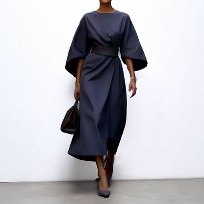 Sonya - Elegant Batwing Sleeve Maxi Dress Belted Waist