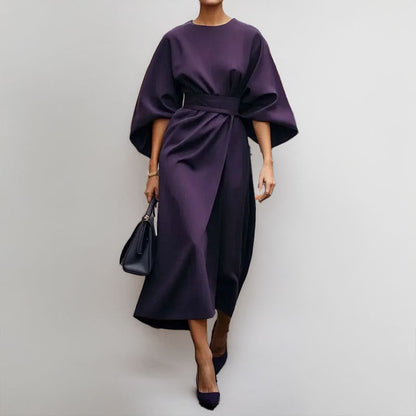 Sonya - Elegant Batwing Sleeve Maxi Dress Belted Waist