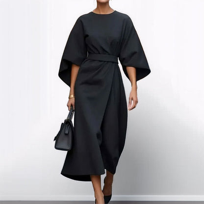 Sonya - Elegant Batwing Sleeve Maxi Dress Belted Waist