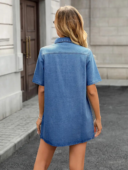 Tamsin - Chic Mini Denim Dress with Relaxed A-line Silhouette