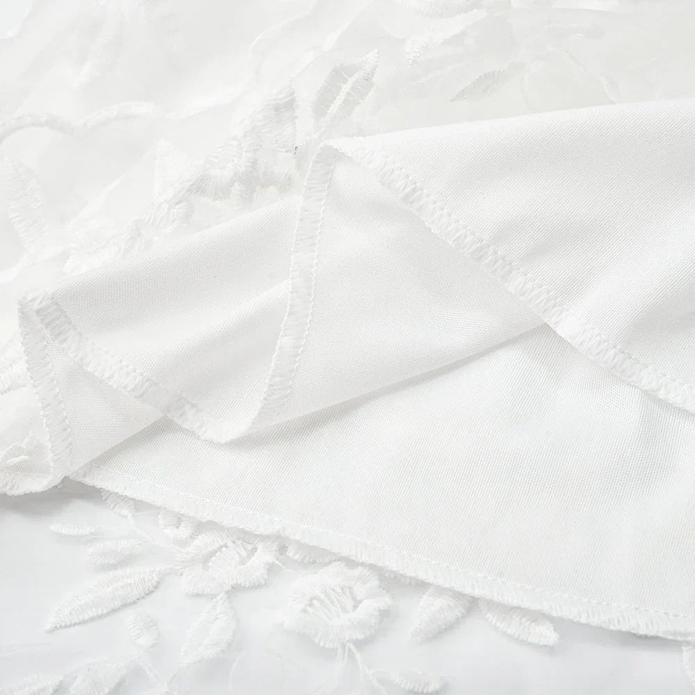 Kelly - Elegant White Lace Mini Dress with Deep V-neck and Adjustable Straps