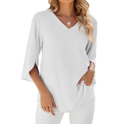 Patience - Soft Elegant V-neck Blouse for Women in Timeless Style