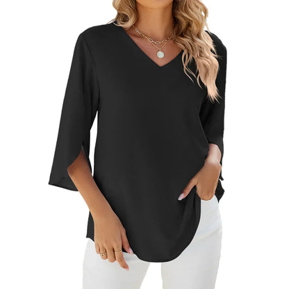 Patience - Soft Elegant V-neck Blouse for Women in Timeless Style