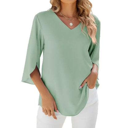 Patience - Soft Elegant V-neck Blouse for Women in Timeless Style