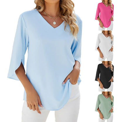 Patience - Soft Elegant V-neck Blouse for Women in Timeless Style