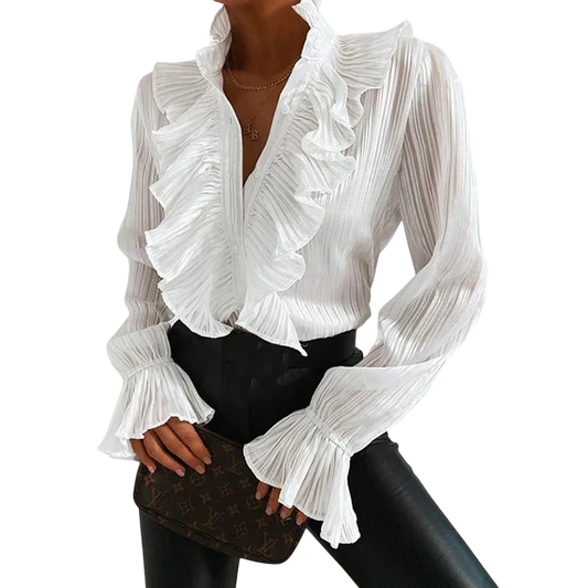 Viola - Elegant Ruffled Chiffon Blouse for Feminine Style